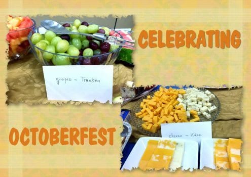 display of grapes and cheese with German name