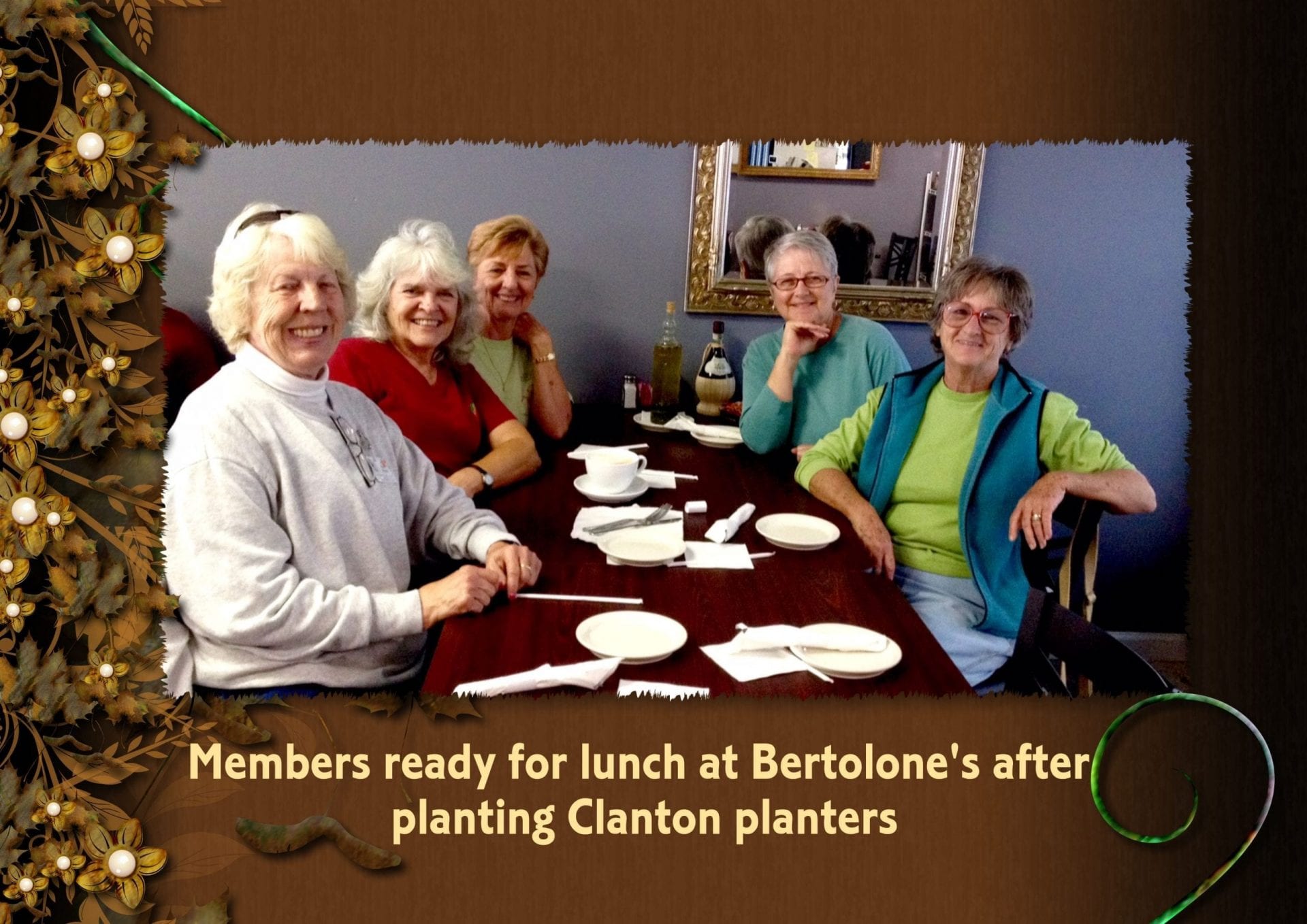 Members having lunch after planting