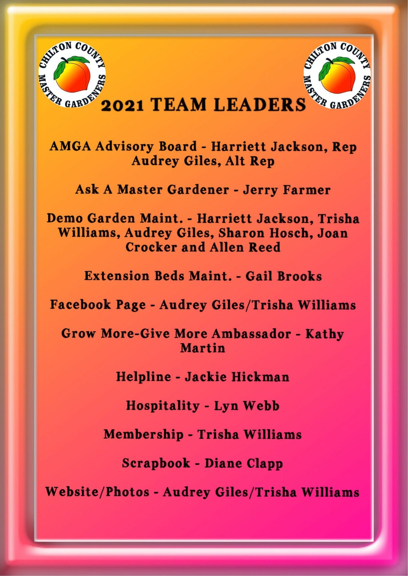 Team leaders 2021